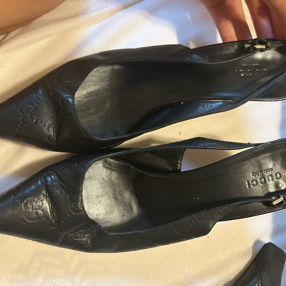Gucci Black Embossed Heels